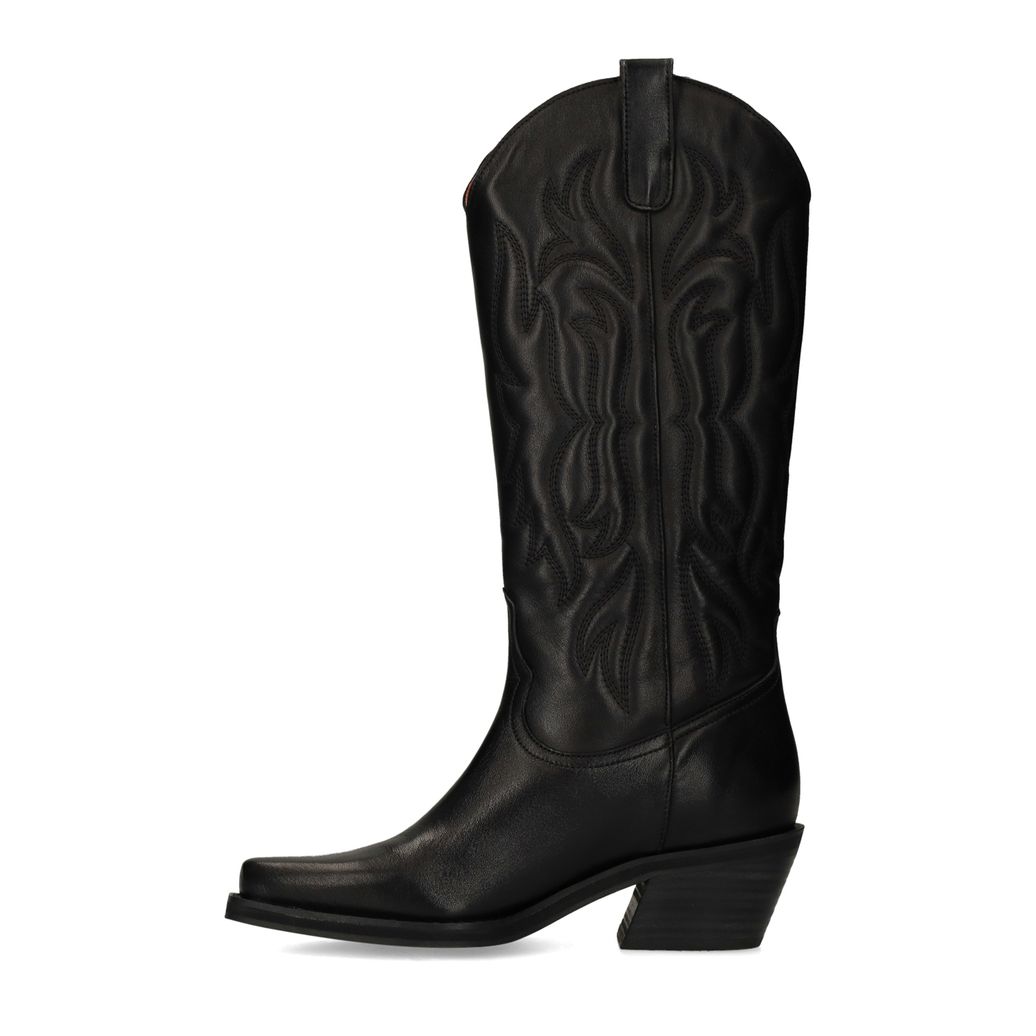 Santiags en cuir avec surpiqûres - noir