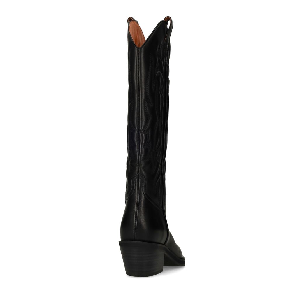 Santiags en cuir avec surpiqûres - noir