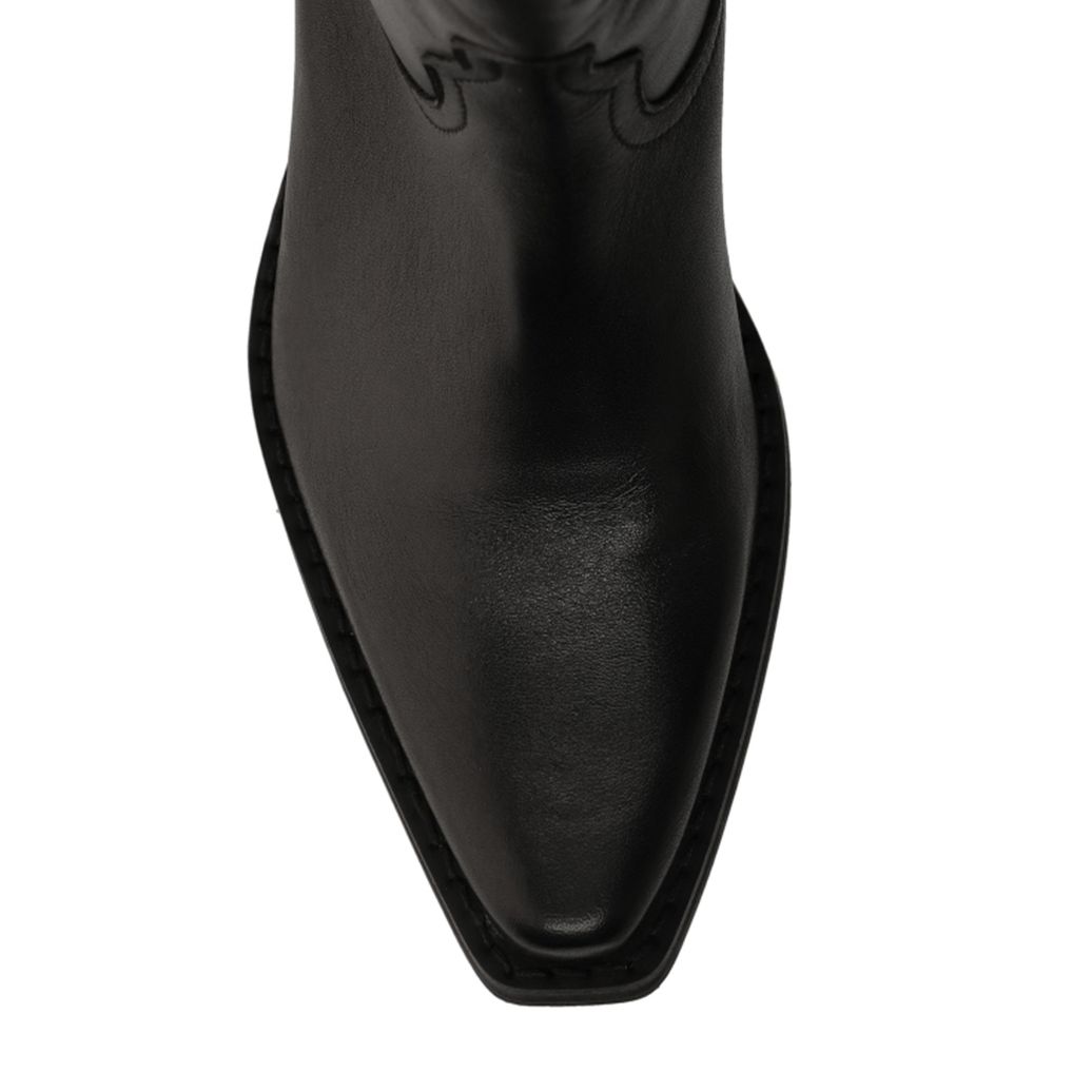 Santiags en cuir avec surpiqûres - noir