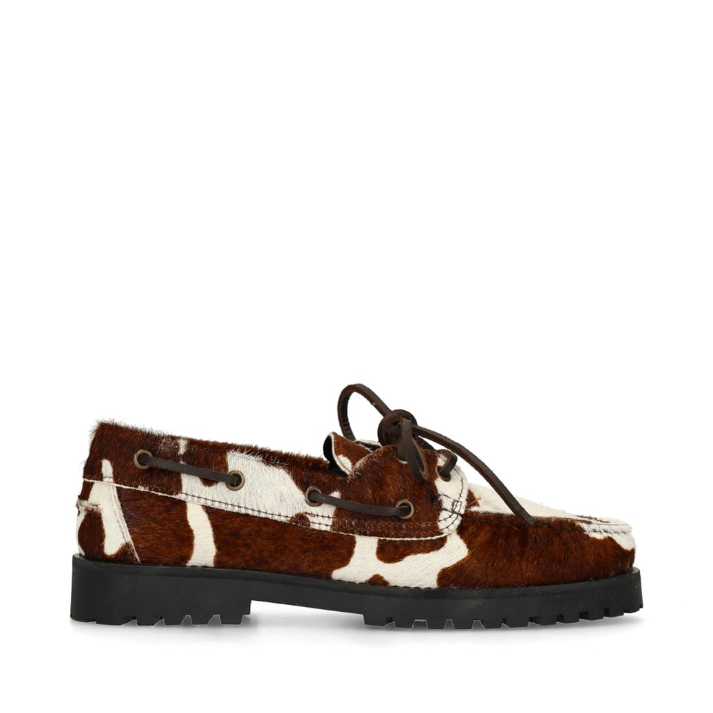 Chaussures à lacets avec imprimé vache - marron