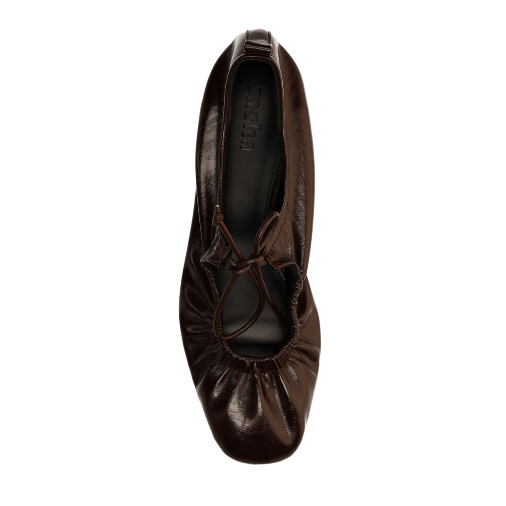 Bruine ballerina's met veters