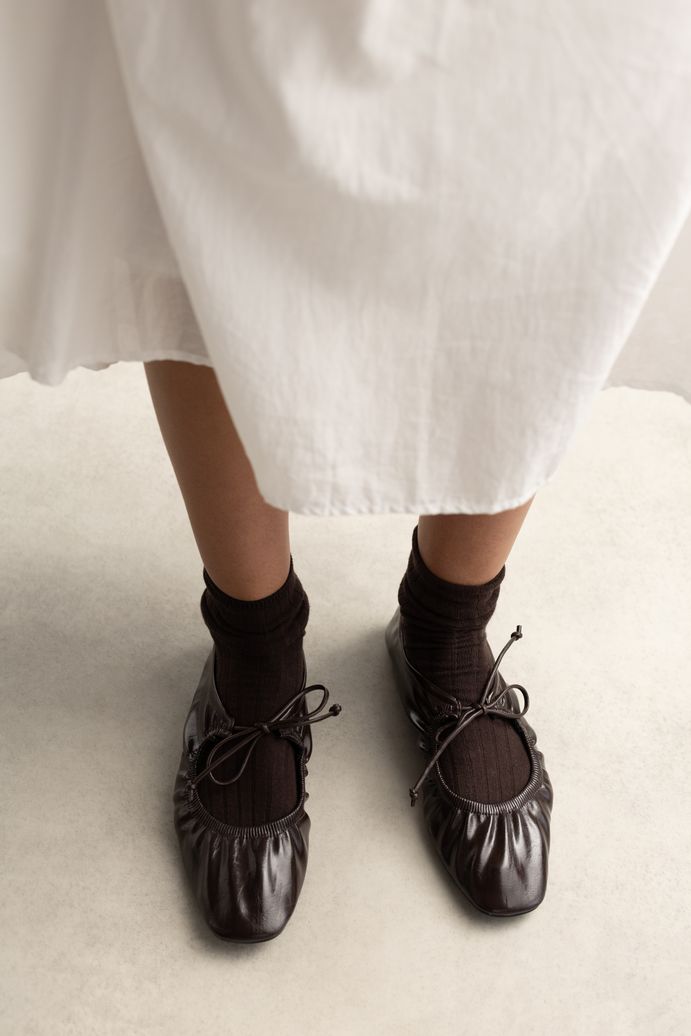 Bruine ballerina's met veters