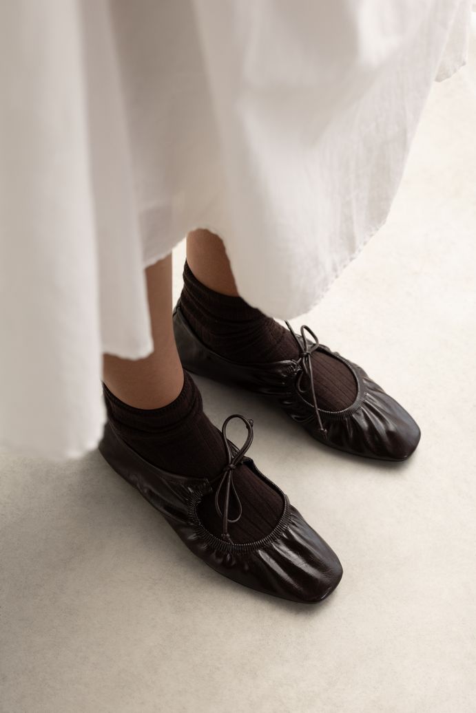 Bruine ballerina's met veters