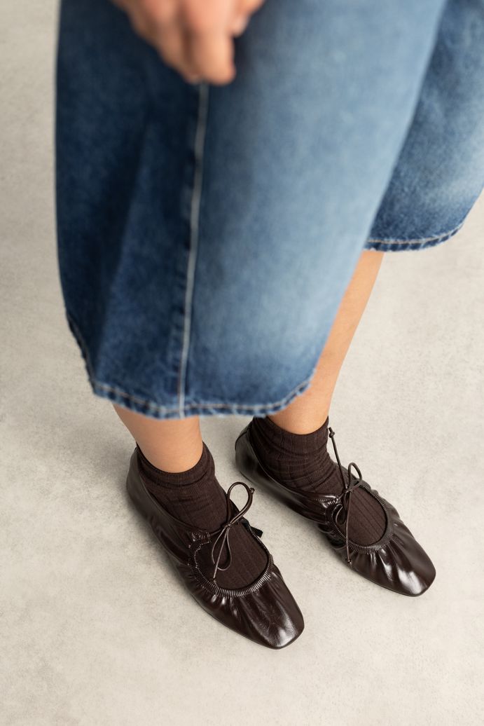Bruine ballerina's met veters