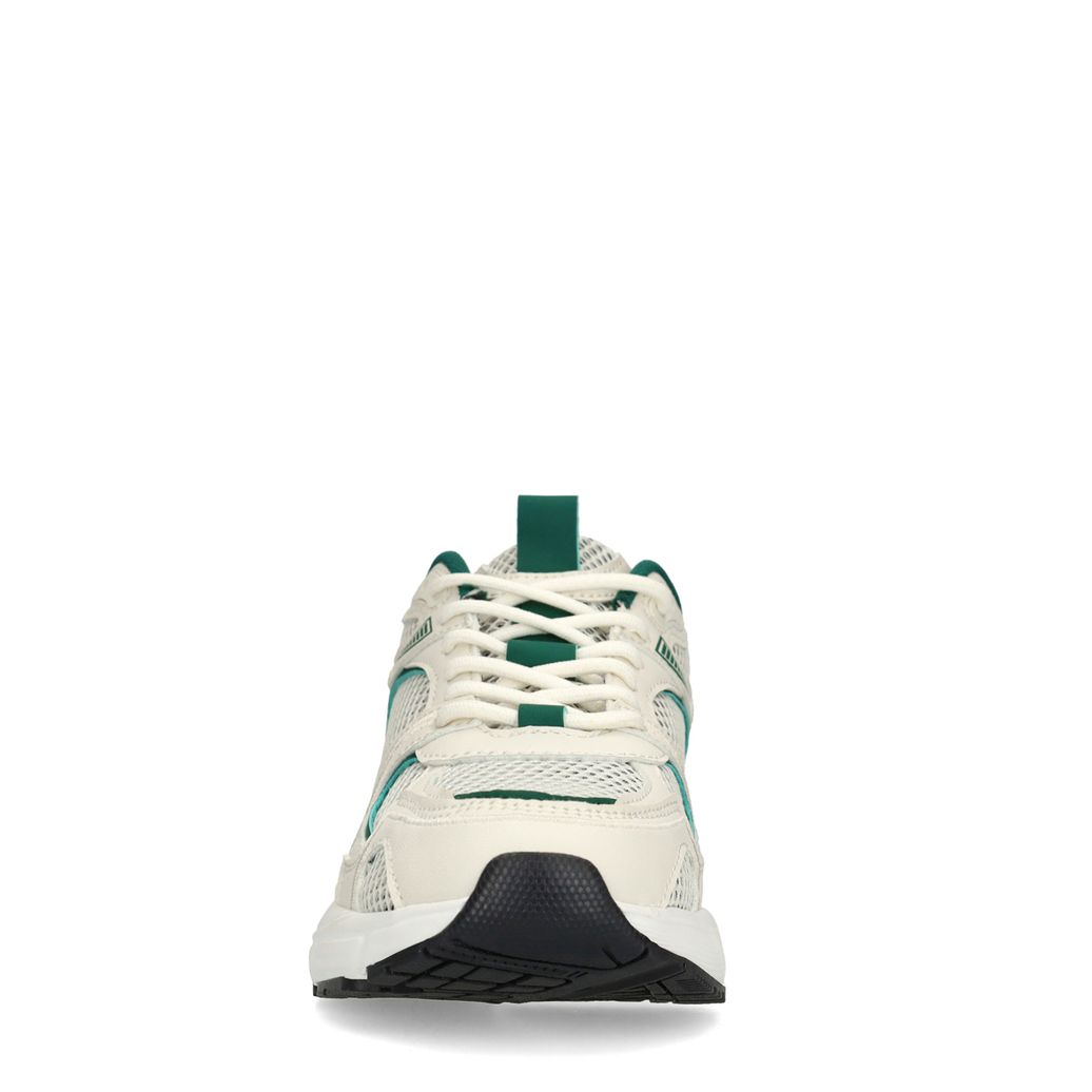 Beige sneakers met groene details
