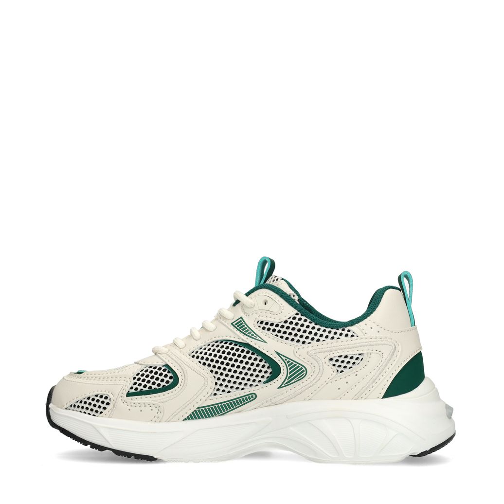 Beige sneakers met groene details