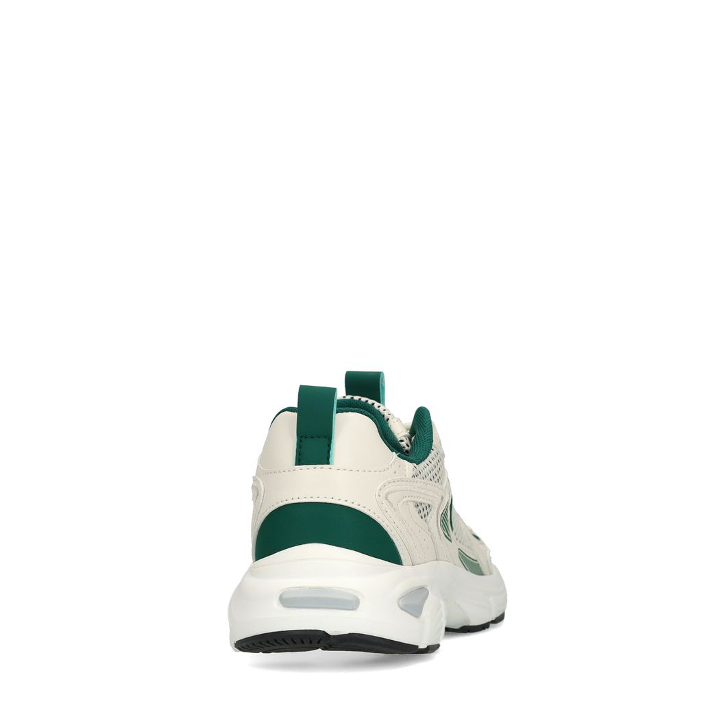 Beigefarbene Sneaker mit grünen Details