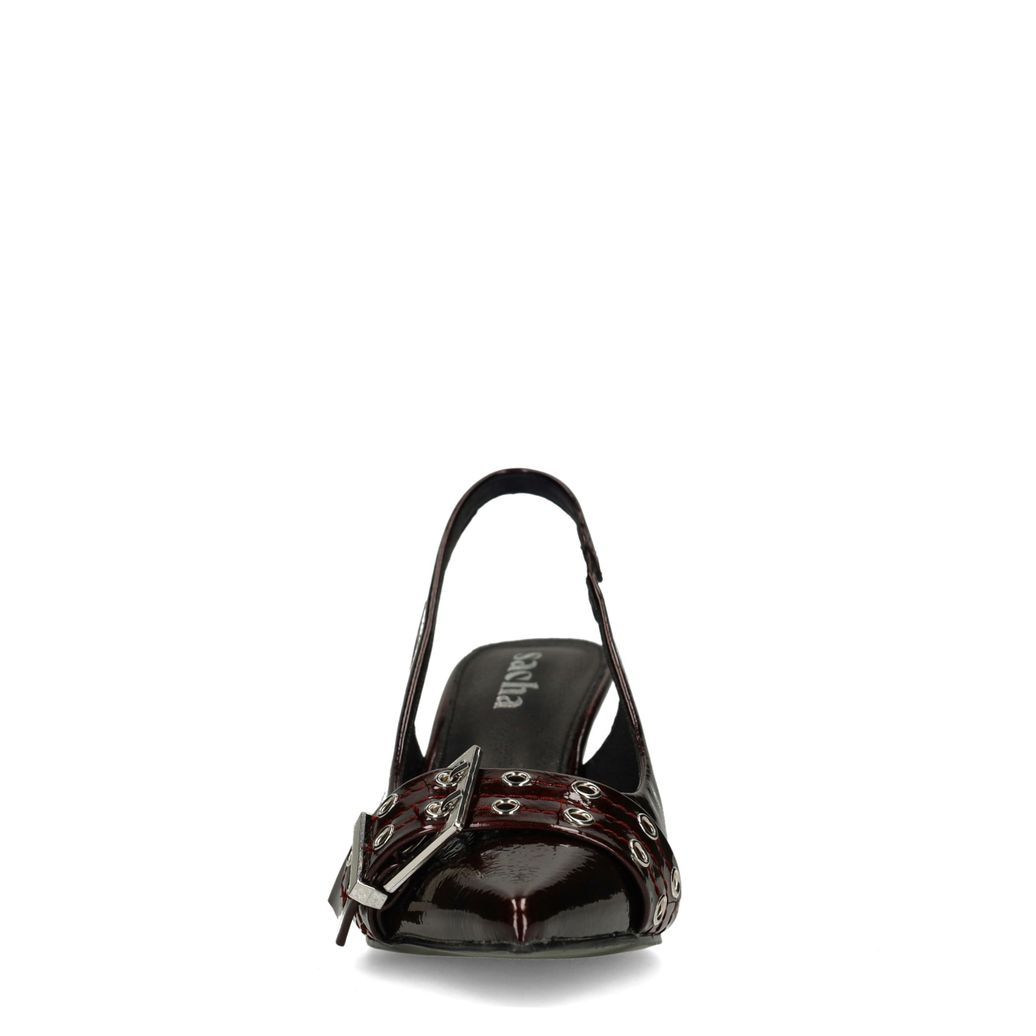 Burgundy buckle slingbacks
