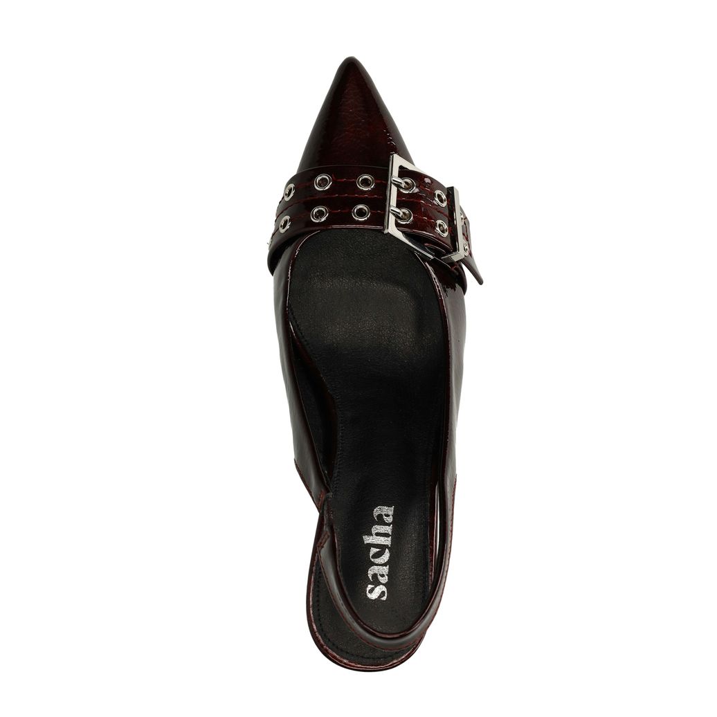 Burgundy buckle slingbacks