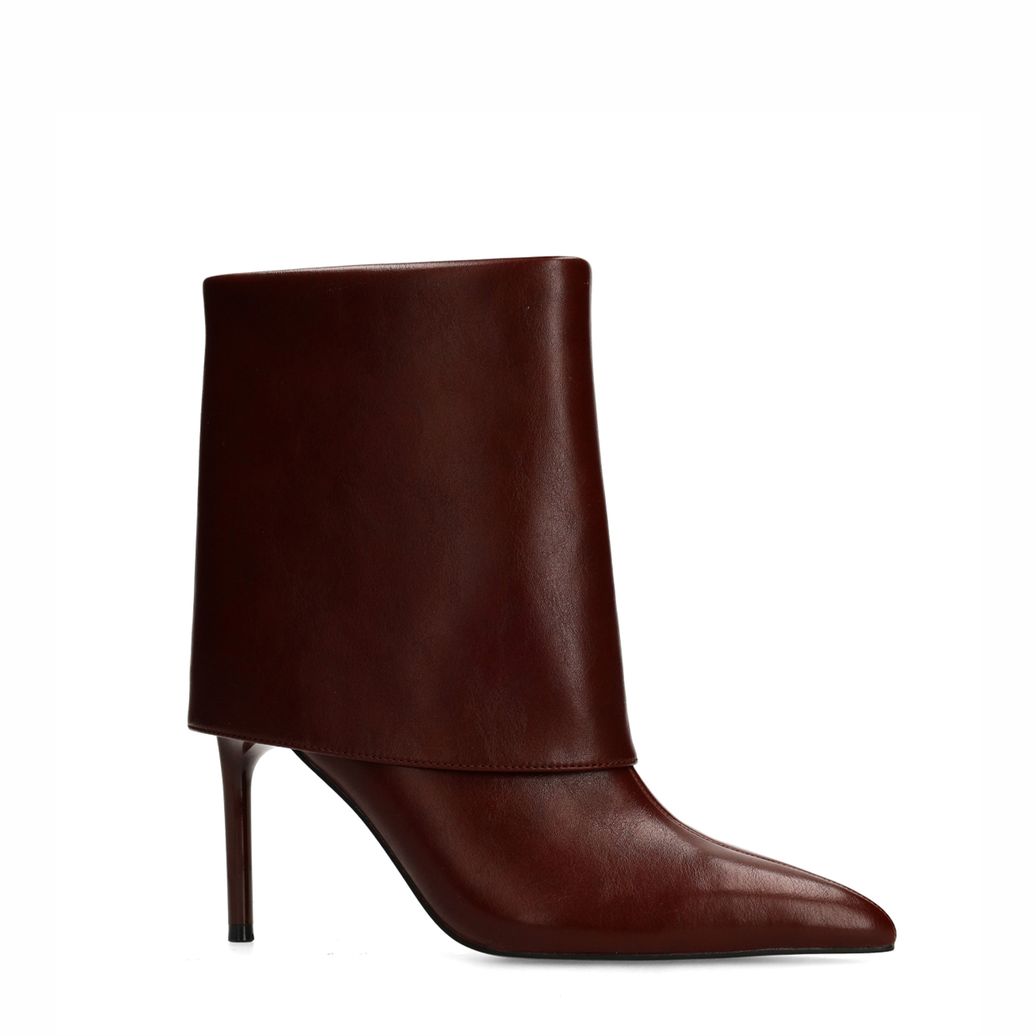 Rote Stiefeletten mit Umschlag und Absatz