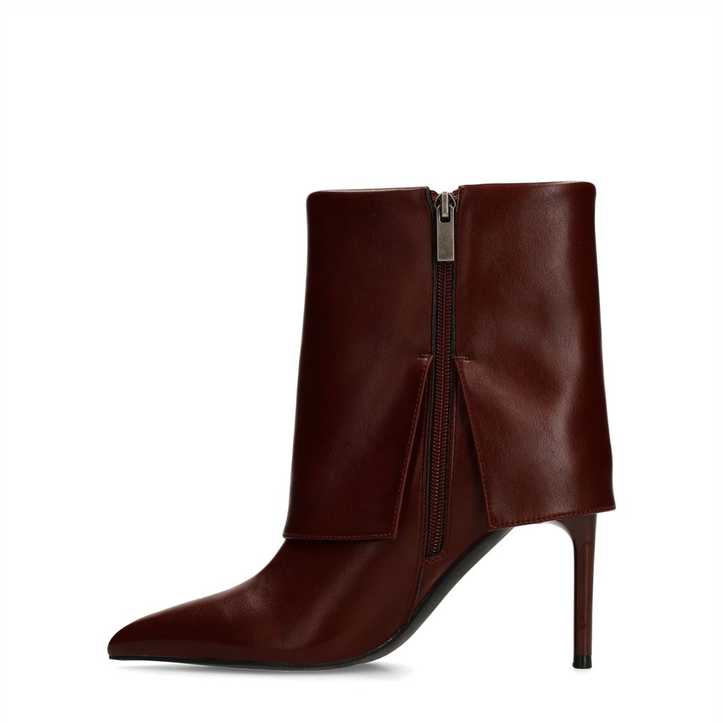 Rote Stiefeletten mit Umschlag und Absatz