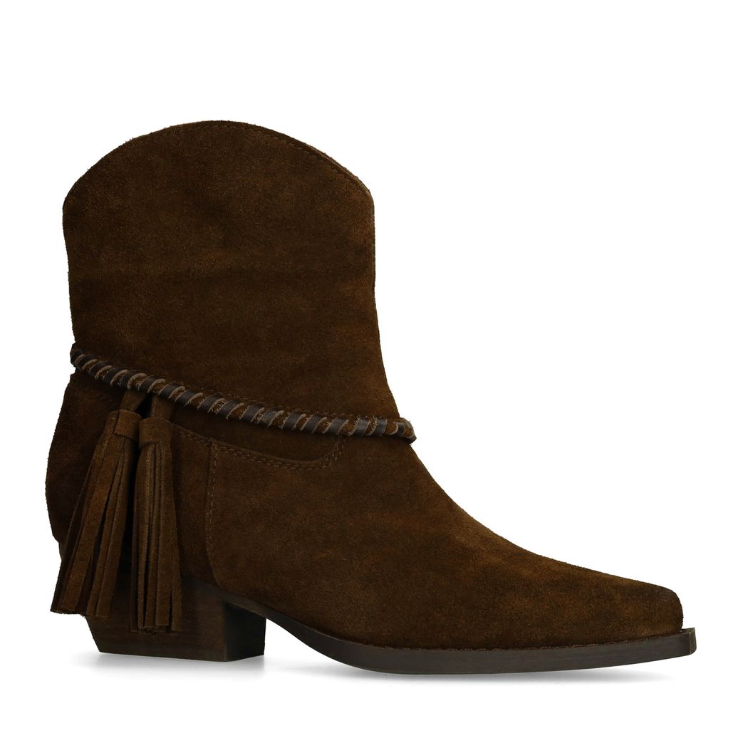 Bottines en cuir avec franges - marron