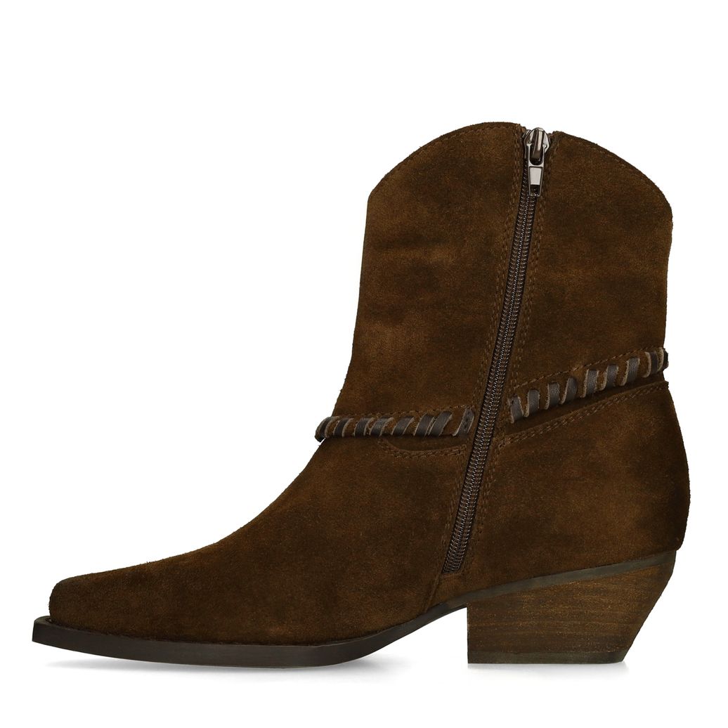 Bottines en cuir avec franges - marron