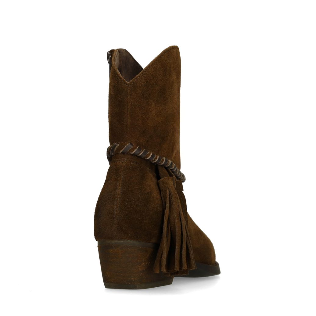 Bottines en cuir avec franges - marron