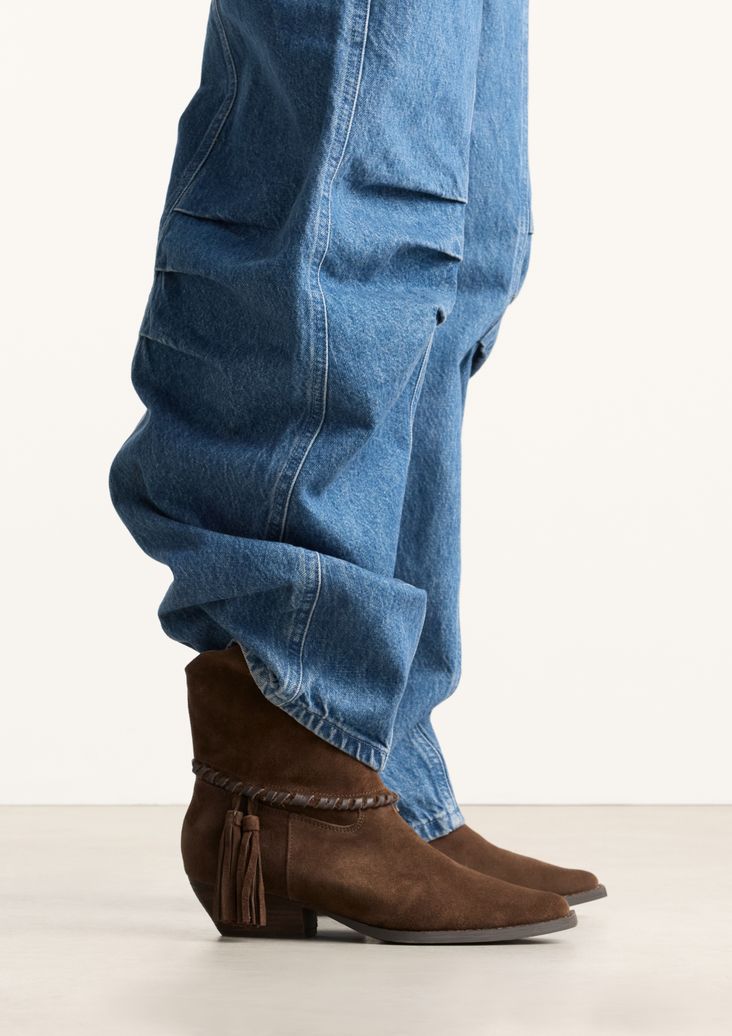 Bottines en cuir avec franges - marron