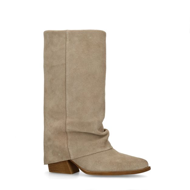 Beige suède laarzen met flap