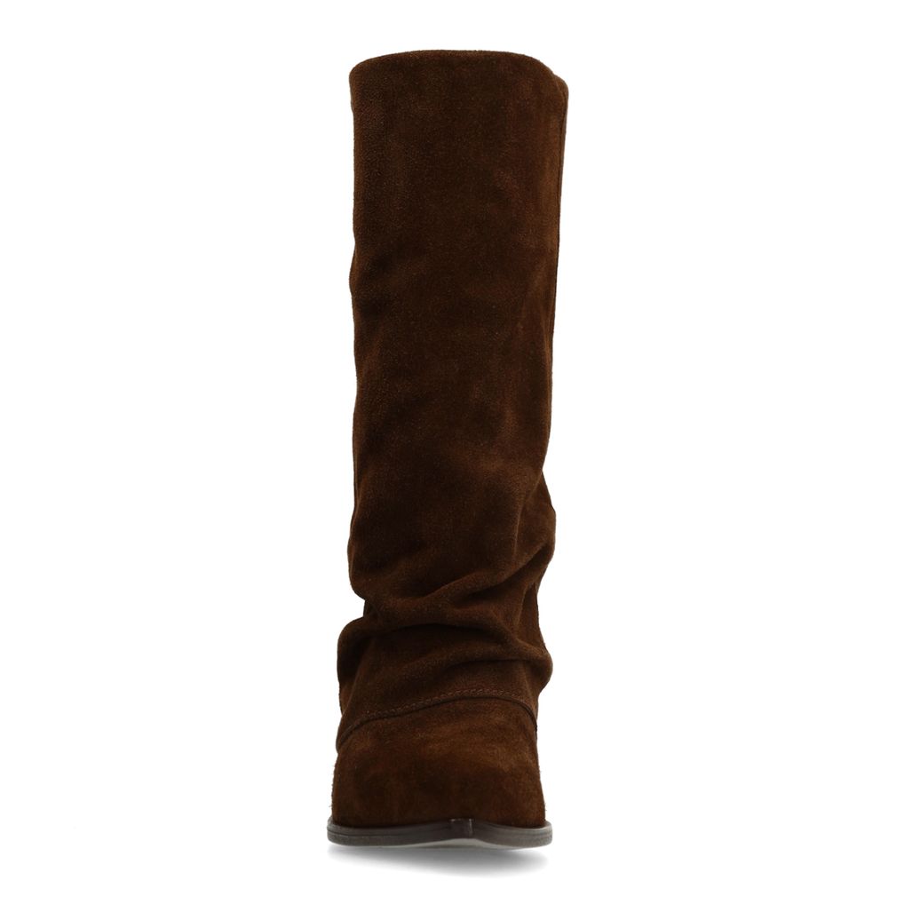 Braune Veloursleder-Stiefel mit Umschlag