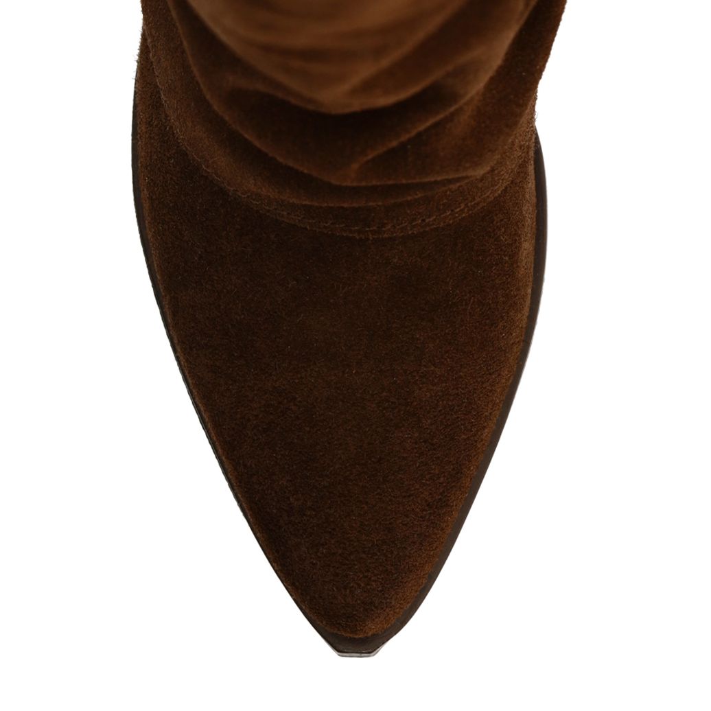 Braune Veloursleder-Stiefel mit Umschlag