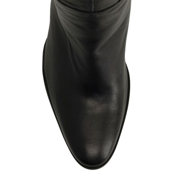 Bottes hautes à talon en cuir - noir
