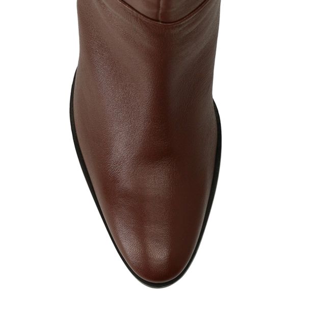 Bottes hautes à talon en cuir - rouge