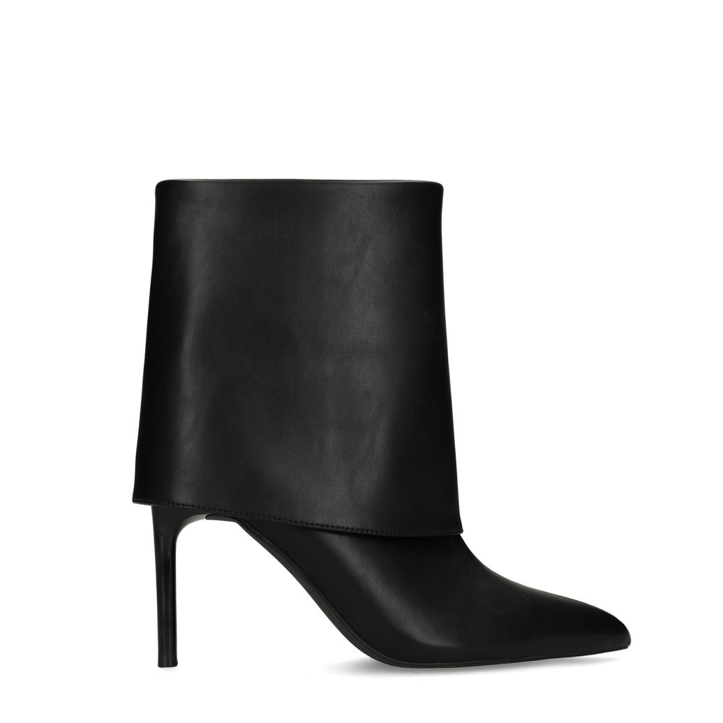Zwarte flap enkellaarsjes met hak