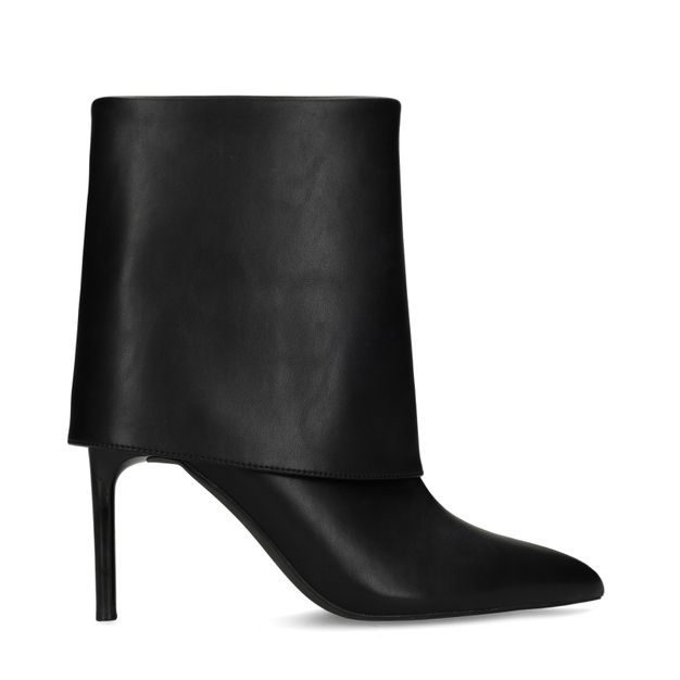 Zwarte flap enkellaarsjes met hak
