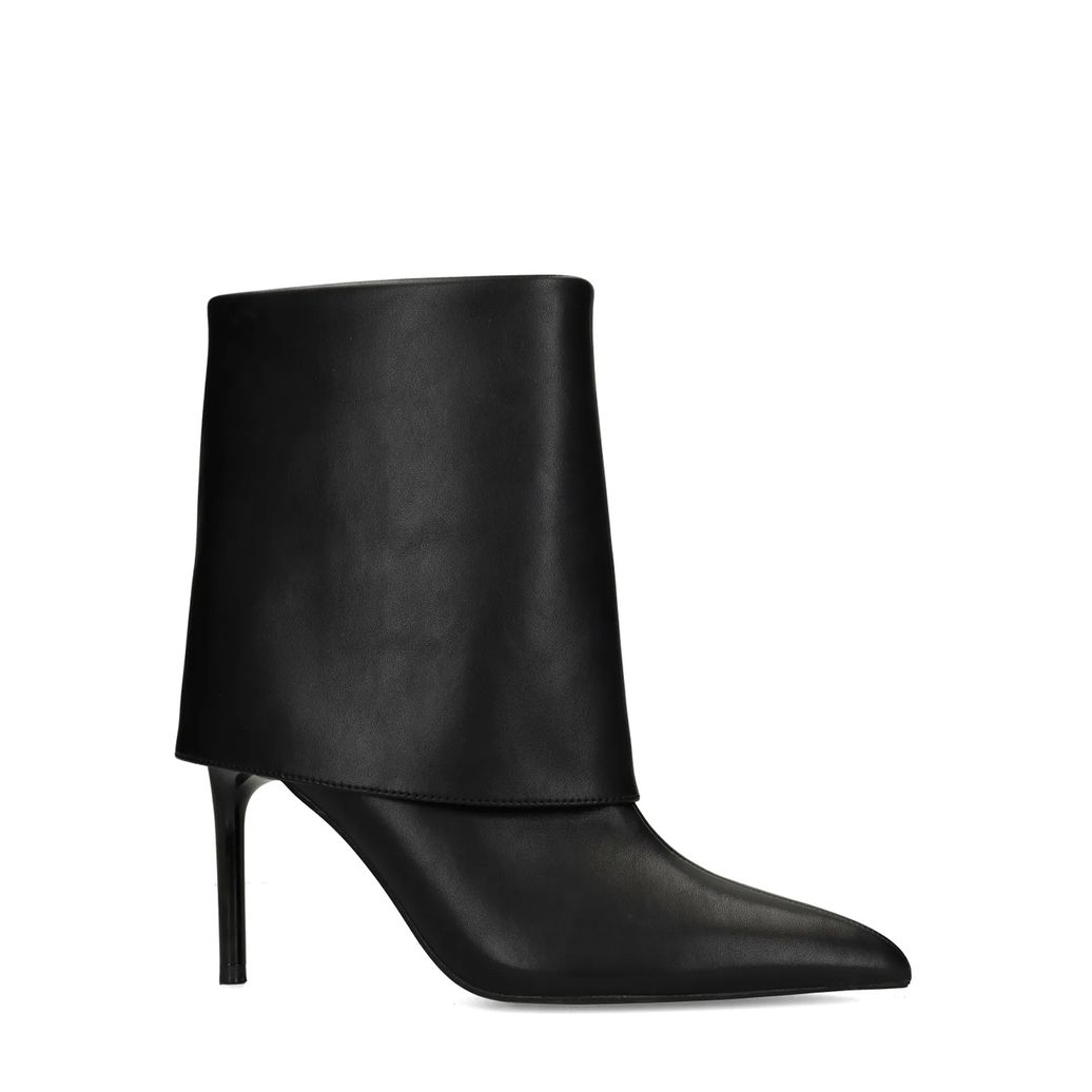 Schwarze Stiefeletten mit Umschlag und Absatz