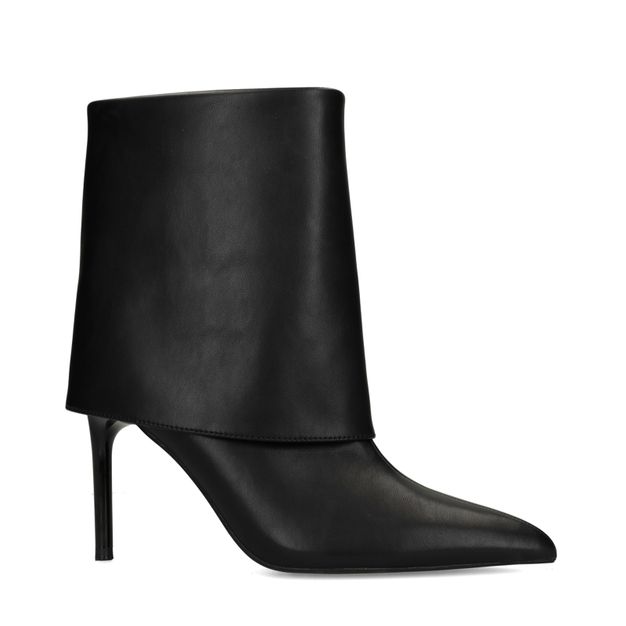 Schwarze Stiefeletten mit Umschlag und Absatz