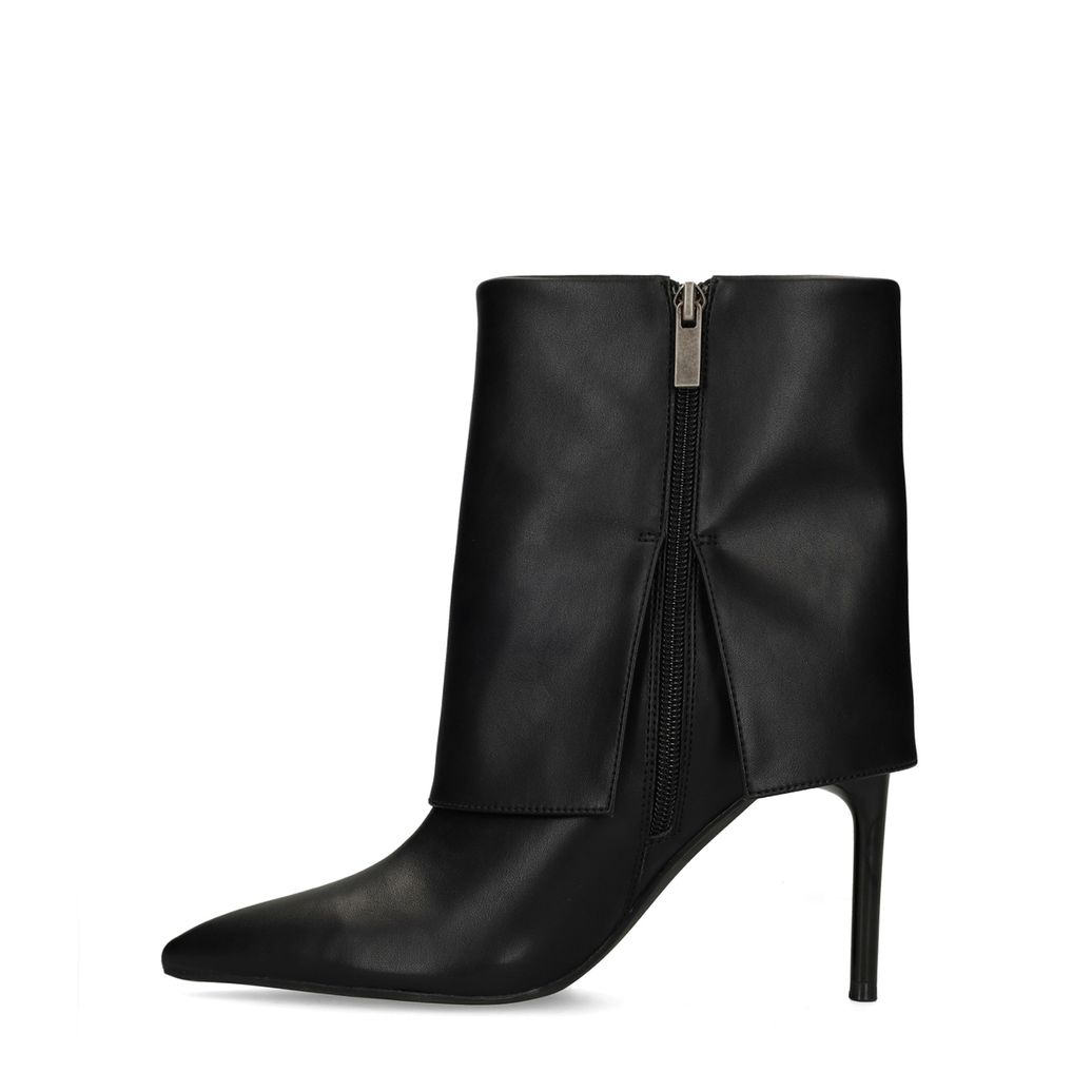Schwarze Stiefeletten mit Umschlag und Absatz