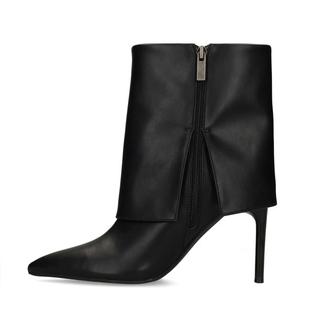 Zwarte flap enkellaarsjes met hak