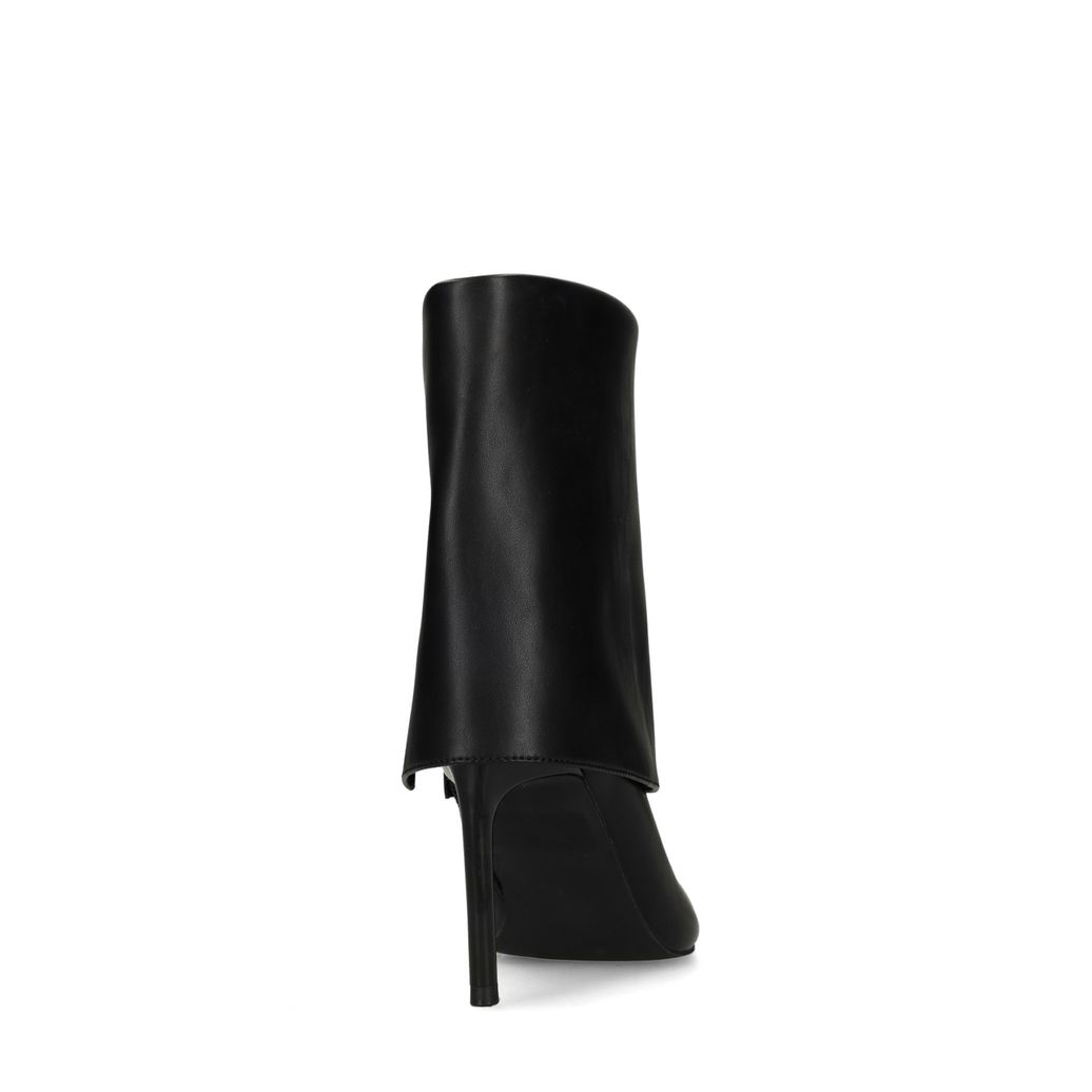 Schwarze Stiefeletten mit Umschlag und Absatz