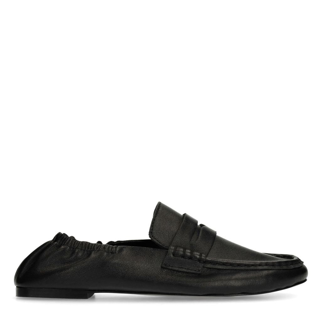 Mocassins en cuir avec effet plissé - noir