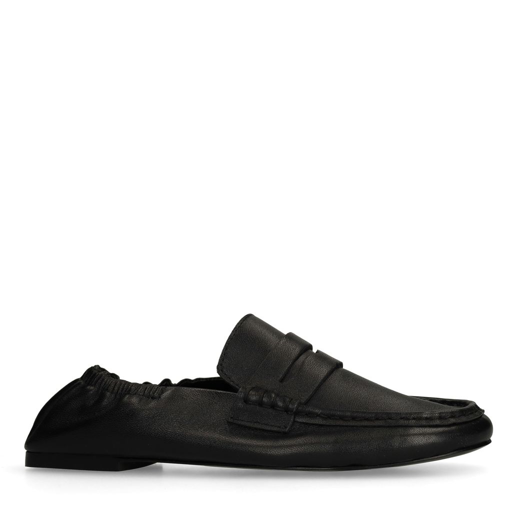 Mocassins en cuir avec effet plissé - noir