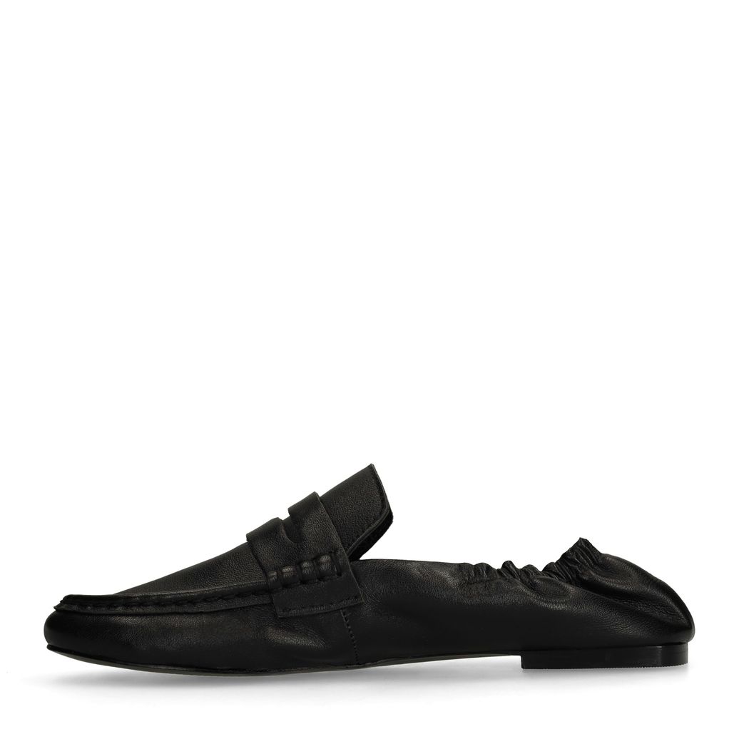 Zwarte leren loafers met rimpel design