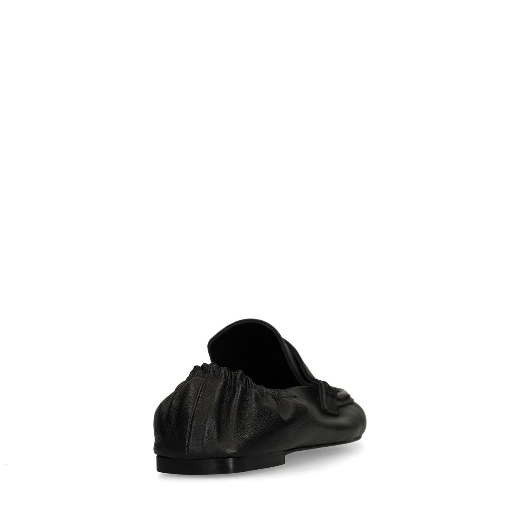 Mocassins en cuir avec effet plissé - noir