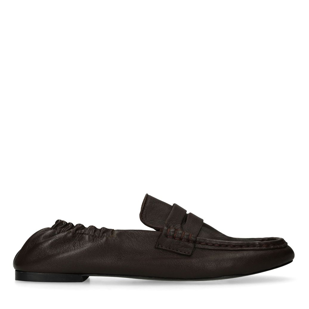 Bruine leren loafers met rimpel design