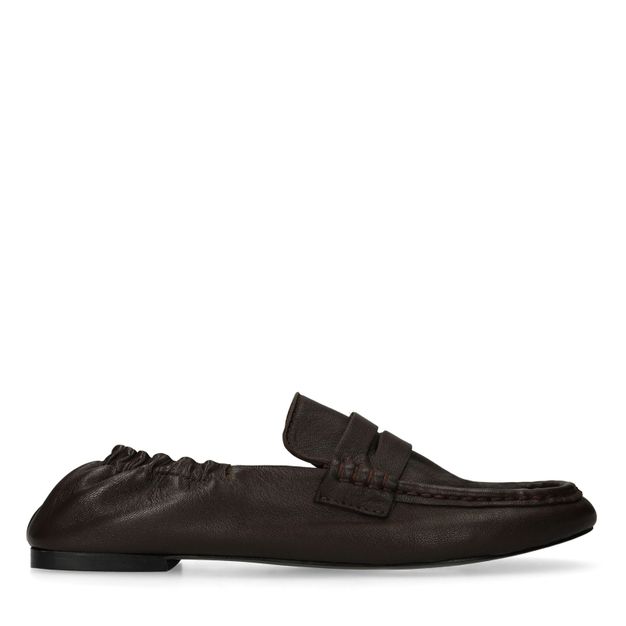 Mocassins en cuir avec effet plissé - marron