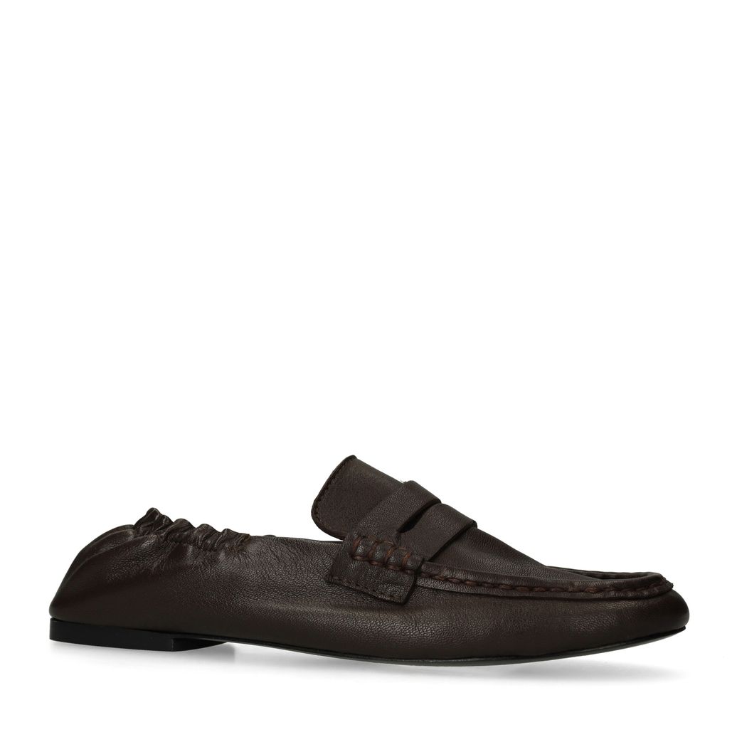 Bruine leren loafers met rimpel design