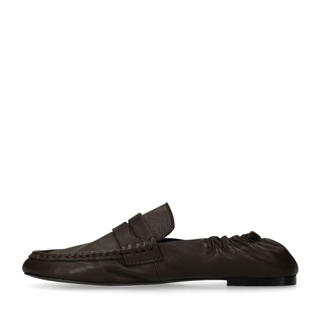 Bruine leren loafers met rimpel design