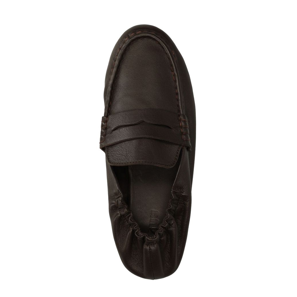 Bruine leren loafers met rimpel design