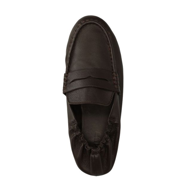 Mocassins en cuir avec effet plissé - marron
