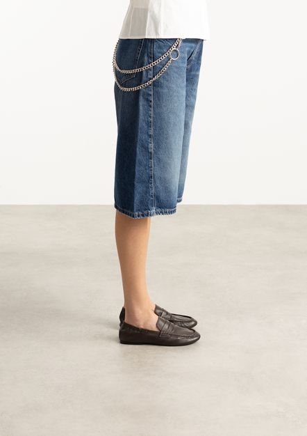 Braune Leder-Loafer mit Knautsch-Details