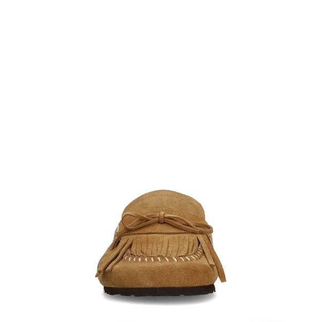 Sabots en daim avec franges - beige