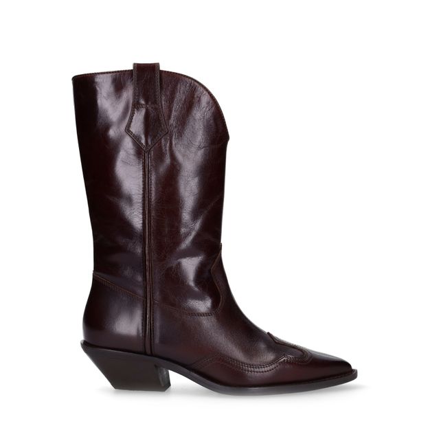 Bordeauxrote Cowboystiefel aus Leder