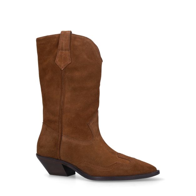 Cognacfarbene Cowboystiefel aus Veloursleder