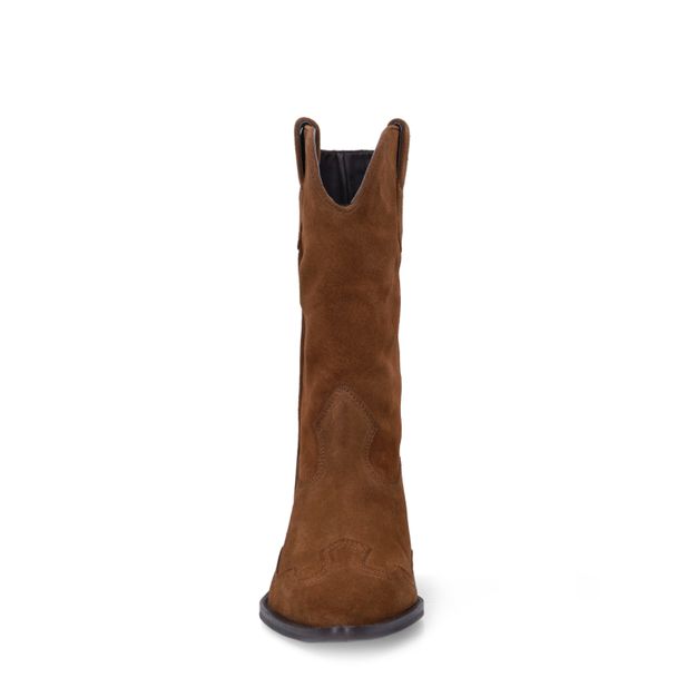 Cognacfarbene Cowboystiefel aus Veloursleder