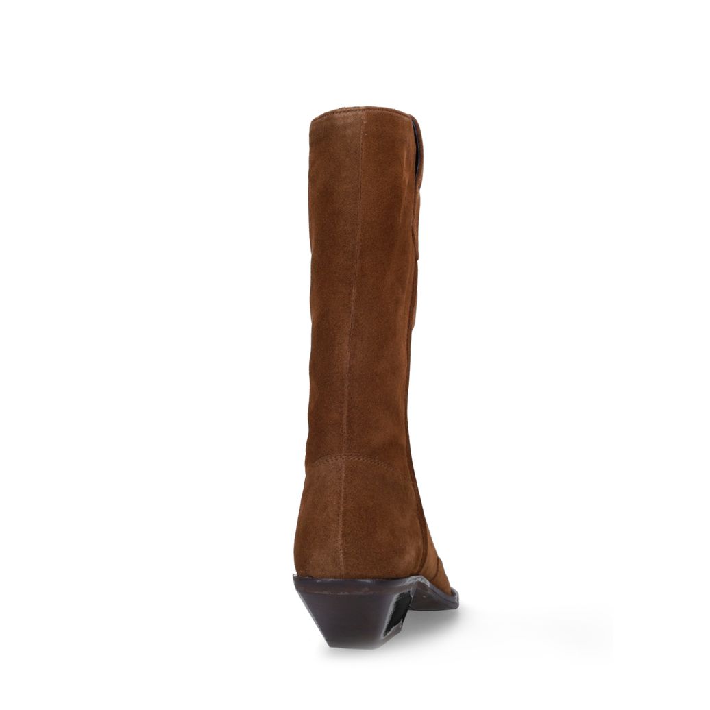 Cognacfarbene Cowboystiefel aus Veloursleder