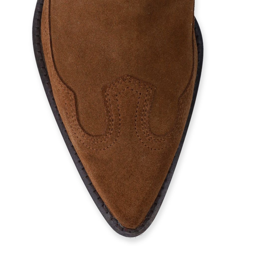 Cognacfarbene Cowboystiefel aus Veloursleder