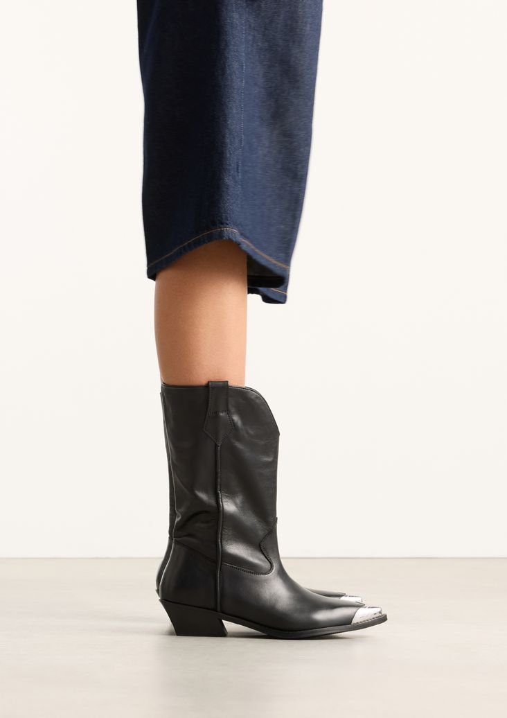 Schwarze Cowboystiefel aus Leder