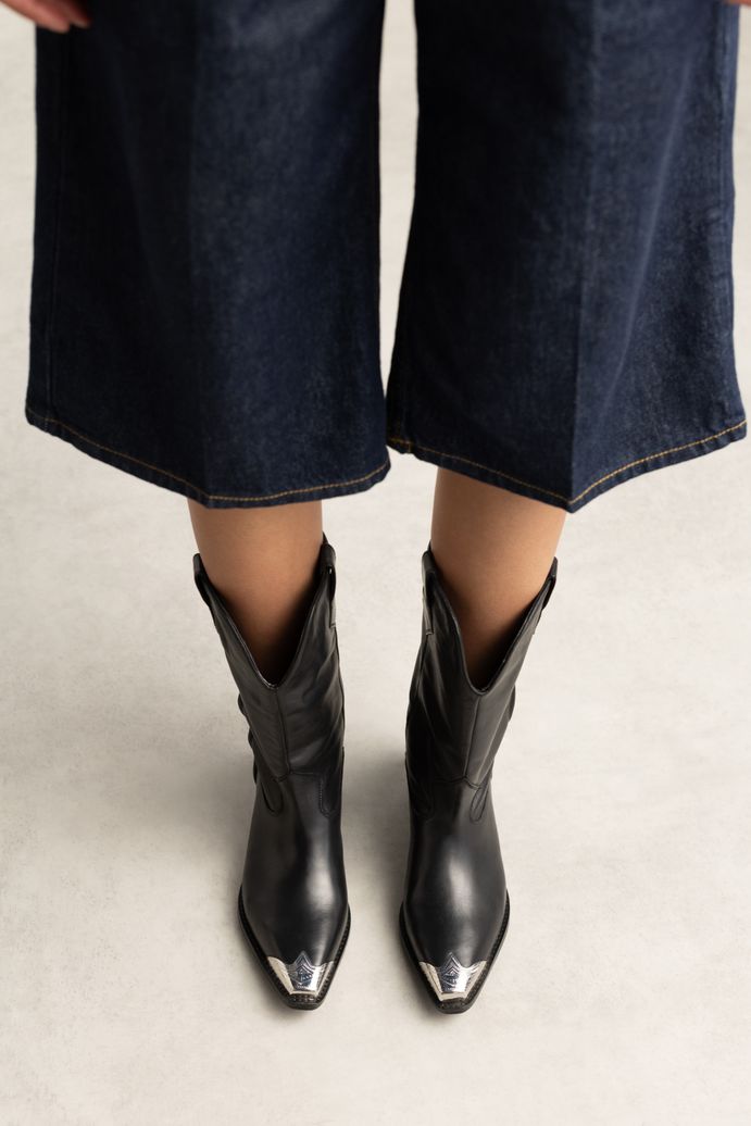 Schwarze Cowboystiefel aus Leder